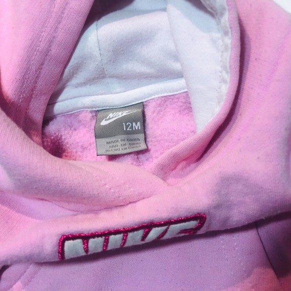 Nike Baby Girl Kids Hoodie Pullover Jacket Pink Sz 12 Months - Picture 5 of 8